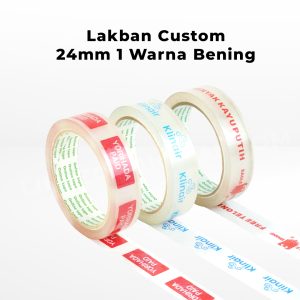 Lakban custom 24mm x 90yd 1 warna bening